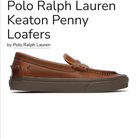 Polo by Ralph Lauren Leather slip on Loafer Sneaker shoes Keaton Penny Sz 10 - Picture 1 of 8